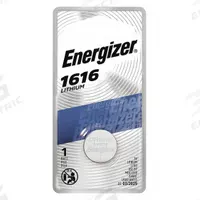 ENERGIZER Coin Cell Battery: 1616 Battery Size, Lithium / Manganese Dioxide, 60 mAh Capacity, 3V DC (MPN ECR1616BP). Key specifications — Voltage - Batteries: 3V DC; Battery Chemistry: Lithium / Manganese Dioxide; Product Type: Coin Cell Battery; Battery Size: 1616; Brand: ENERGIZER; Voltage - Subhead: 3V DC.