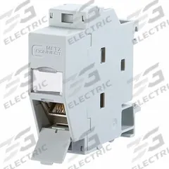 METZ CONNECT Rail-Mount Module: Cat6A, Data/HDBaseT/Power, 8 Poles, 45° Angled, Cable, Zinc Die-Cast (MPN 1309107003-E). Key specifications — Housing Material: Zinc Die-Cast; IP Rating: IP20; Mounting Type: Cable; Connector Color: Light Gray; Performance Category: Cat6A; Application: Data; Connection Type: Insulation Displacement; Connector Gender: Female.
