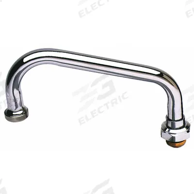 T&S BRASS Spout: Spout, Double-Bend, Swivel Spout, Brass, Chrome, 26.3 gpm Flow Rate - Double-Bend Faucet Spouts