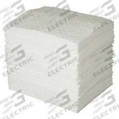 BRADY SPC ABSORBENTS Sorbent Pad: 33 oz Volume Absorbed Per Pad, Polypropylene, White, Box, 100 PK (MPN OP100). Key specifications — Brand: BRADY SPC ABSORBENTS; Material: Polypropylene.