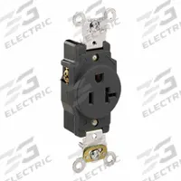 LEVITON Plugs and Receptacles: Single, 5-20, Black, 125V AC, 20 A, 2 Pole / 3 Wire (MPN 5361-E)