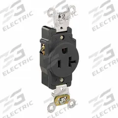 LEVITON Plugs and Receptacles: Single, 5-20, Black, 125V AC, 20 A, 2 Pole / 3 Wire (MPN 5361-E)
