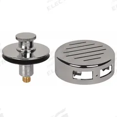 AB&A Waste and Overflow Half Kit: Plastic, 1 1/2 in Overall Dia, 2 1/4 in Overall Ht, Screw (MPN 60359). Key specifications — Color: Silver; Includes: Classic Push; Connection Type: Screw; Material: Plastic.