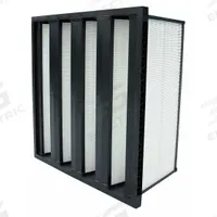 GRAINGER V-Bank Air Filter: 20 in x 20 in x 12 in, Fiberglass, Single Header, 3 Vs, MERV 14 (MPN 11Z798). Key specifications — Brand: GRAINGER; Frame or Header Material: Plastic; Media Material: Fiberglass; Filters Out: Cooking Oil.