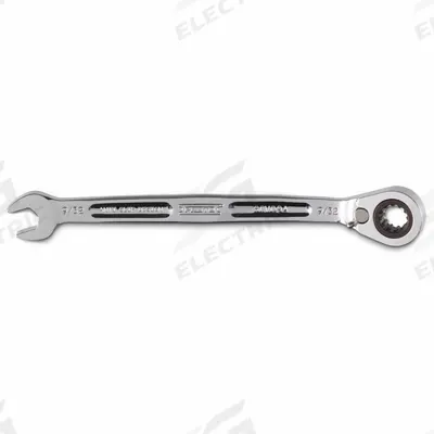PROTO Combination Wrenches: Alloy Steel, Full Polish Chrome, 9/32 in Head Size - SAE Spline Ratcheting Combination Wrenches
