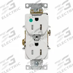 LEVITON Tamper-Resistant Duplex Receptacle: Hospital Grade, Duplex, 5-15R, White, 125V AC, 15 A (MPN T8200-W)