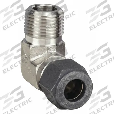 PARKER Compression Fitting Elbow: 3/8 in OD x 3/8 in Pipe Fitting Size - Single-Ferrule Stainless Steel Fittings