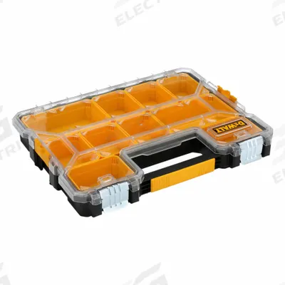 DEWALT Tool Box: 2 7/8 in W 17 1/2 in D 14 in H, Plastic, Black/Yellow, Hinged Lid - Plastic Tool Organizer Boxes