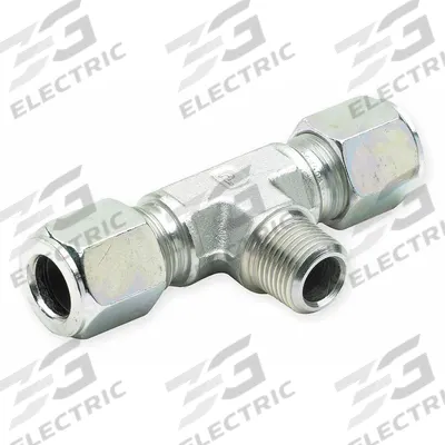 PARKER Compression Tee Fitting: 5/8 in OD x 5/8 in OD x 1/2 in Pipe Size, 1/2"-14 Thread Size - Flareless Bite-Type Steel Compression Fittings