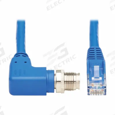EATON TRIPP LITE Ethernet Cable: 6.6 ft Lg, X Coding, M12 Male Right Angle x RJ45 Male Straight - M12 Connector to RJ45 Connector Power over Ethernet (PoE) Cordsets