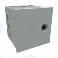 HAMMOND Junction Box: Steel, 6 in x 6 in x 6 in, NEMA 1, Solid Cover, Hinged, Included, Painted (MPN CHKO666). Key specifications — Brand: HAMMOND; Closure Method: 1/4-Turn Latch; Knockouts: Included.