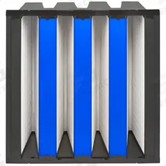 GRAINGER V-Bank Air Filter: 20 in x 20 in x 12 in, Fiberglass, Single Header, 3 Vs, MERV 15 (MPN 911TA5). Key specifications — attr1286015: GRAINGER; attr1286018: Plastic; attr1286019: Fiberglass; attr1286016: Face Powder.