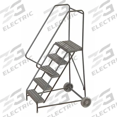 TRI-ARC Wheelbarrow Ladder: 4.2 ft Platform Ht, Assembled, No Locking Mechanism - Aluminum Tilt-&-Roll Ladders