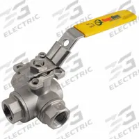 APPROVED VENDOR Manual Three-Way Ball Valve: 1 in, 316 Stainless Steel, FNPT x FNPT x FNPT (MPN 06Q051N04010). Key specifications — Brand: APPROVED VENDOR.