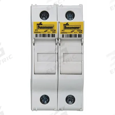 BUSSMANN Fuse Block: Finger-Safe, 2 Pole, DIN Rail Mounting - Solar Fuse Blocks