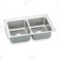 ELKAY Bowl Drop-In Sink: 29 in Overall Lg, 18 in Overall Wd, 7 1/2 in Bowl Dp, 12 in Bowl Lg, 18 ga (MPN LR29184). Key specifications — Brand: ELKAY; Color Family: Silver/Gray.