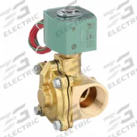 REDHAT Solenoid Valve: 2-Way, Normally Open, 1 1/4 in Pipe Size, 12V DC, Watertight, High Flow (MPN 8210G018LF 12/DC). Key specifications — attr985516: 1-1/4 in; attr985521: 12V DC; attr985484: REDHAT; attr985485: Watertight.