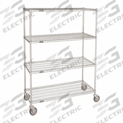 APPROVED VENDOR Wire Shelving Unit: 48 in x 24 in x 69 in, Dry, Split Sleeve, 4 Shelves - Mobile Wire Shelving for Dry Use