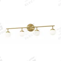 Pearl 4 Light LED Vanity: Satin Brass, 1,565 lm_1,800 lm, 3000K, 21 W, 120V AC, Dimmable, 32 in Lg (MPN PRLV3208L30D1SB). Key specifications — Mounting Location: Wall; Brand: AFX INC.; Voltage: 120V AC; Color Temperature: 3000K; Housing Finish/Housing Color (Broad): Satin Brass.