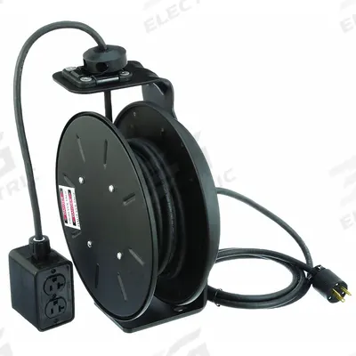 KH INDUSTRIES Extension Cord Reel: Constant Tension or Ratchet Lock, 50 ft Cord Lg, 12 AWG - Self-Retracting Cord Reels