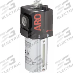 ARO Compressed Air Lubricator: Mist, 1/2 in NPT, 156 cfm, 250 psi Max Op Pressure, 175°F Max Op Temp (MPN L36341-110). Key specifications — attr111774: Aluminum; attr111402: 2000; attr111761: ARO.