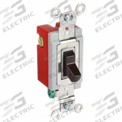 HUBBELL Wall Switch: Toggle Switch, 3-Way, Maintained, Brown, 120/277V AC, 20 A (MPN HBL1223). Key specifications — Illuminated: No; Voltage Rating: 120/277V AC.