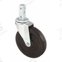APPROVED VENDOR Stem Caster: Swivel, 5 in Wheel Dia., 1 in Wheel Wd, Rubber, 3/4 in Stem Dia., Steel (MPN 20TM38). Key specifications — Wheel Bearing Type: Plain; Brand: APPROVED VENDOR; Roll Up: Swivel.