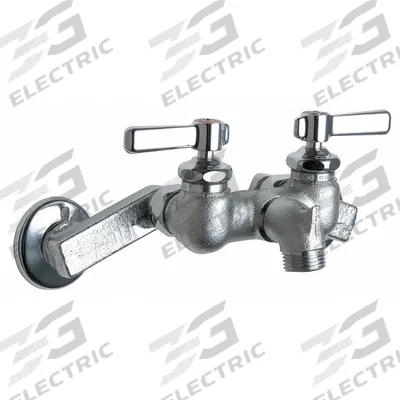 CHICAGO FAUCETS Straight Service Sink Faucet: Wall, Widespread, Cast Brass - Widespread Utility Faucets
