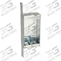 RACO Electrical Box: Steel, Steel Material & Nominal Size, 1 Gangs, 1 in Box Dp, 2 in Box Wd, D (MPN 404). Key specifications — Brand: RACO; Bracket Style: Stud Side; Clamp Style: NMSC.