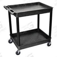 APPROVED VENDOR Utility Cart: 400 lb, 2 Shelves, 32 in L x 24 in W Self, Black, Flat (MPN TC11-B). Key specifications — Shelf Color: Black; Brand: APPROVED VENDOR; Caster/Wheel Configuration: (2) Swivel.