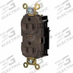 HUBBELL Receptacle: Duplex, 5-20, Brown, 125V AC, 20 A, 2 Pole / 3 Wire (MPN HBL5362ST)