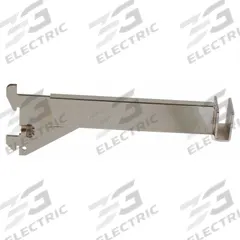 ECONOCO Rectangular Tubing Bracket: Single, 2 in Slot Spacing, 1 in Slot Lg, Chrome, 16 ga Gauge (MPN GR8). Key specifications — Product Type: Rectangular Tubing Bracket; Color: Silver; For Display Type: Single Slotted Standards; Material: Steel; Duty Rating: Heavy Duty; Brand: ECONOCO; Finish: Chrome; Includes: Screws.