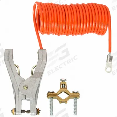 APPROVED VENDOR Coiled Grounding Wire: Hand Clamp/Pipe Clamp, 10 ft, PVC - Terminated Bonding & Grounding Wires
