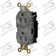 HUBBELL Receptacle: Duplex, 5-15, Gray, 125V AC, 15 A, 2 Pole / 3 Wire (MPN HBL5262STGY)
