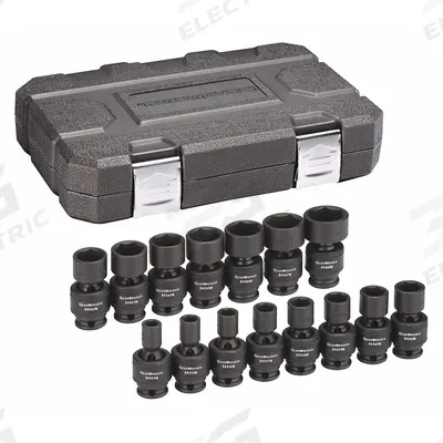 GEARWRENCH Socket Set: 3/8 in Drive Size, 8 mm to 22 mm Socket Size Range, Manganese Phosphate - SAE Impact Socket Sets