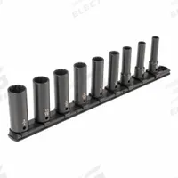 TEKTON Impact Socket Set: 3/8 in Drive Size, Small Set (0-50 pieces) Set Size, 9 Pieces, SAE (MPN SID91109). Key specifications — attr1204251: TEKTON; attr1215453: 3/8 in; attr1215454: 5/16 in to 3/4 in; attr1224229: Friction.