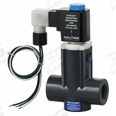 PLAST-O-MATIC Solenoid Valve: 2-Way, Normally Closed, 1/2 in Pipe Size, 120V AC - 2-Way/2-Position, Normally Closed Solenoid Valves