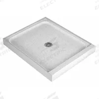 FIAT PRODUCTS Shower Base: Rectangle, Single Threshold, Terrazzo, 32 in Overall Lg, 4 in Overall Ht (MPN 4832MFTR081). Key specifications — Material: Terrazzo; Drain Location: Center; Brand: FIAT PRODUCTS.