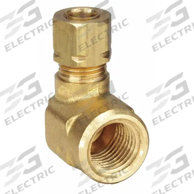 PARKER Compression Fitting Elbow: 3/8 in OD x 3/8 in Pipe Fitting Size, Compression x FNPTF - Self-Aligning Brass Compression Fittings