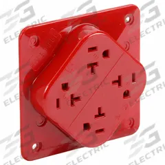 HUBBELL Receptacle: Hospital Grade Fed. Spec., Quad, 5-20R, Red, 125V AC, 20 A, 2 Pole / 3 Wire (MPN HBL420HR)