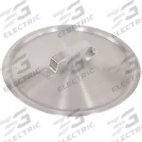 CRESTWARE Sauce Pan Cover: 7 qt Compatible Pot Capacity, Aluminum, NSF Certified (MPN PANC7). Key specifications — NSF Certified: Yes; Body Material: Aluminum; Brand: CRESTWARE; Handle Material: Aluminum; Handle Type: Riveted; Material: Aluminum.