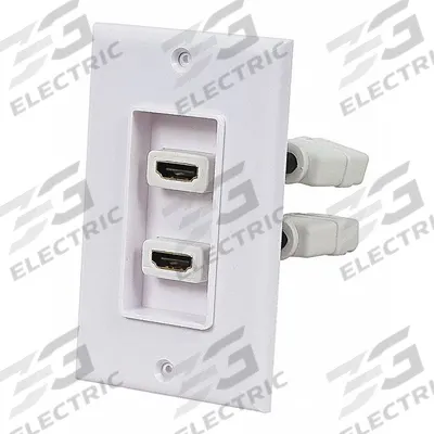 MONOPRICE Audio/Video Wall Plate: 1 Gang, 2 Port, With HDMI - Audio-Video Jacks with Frames