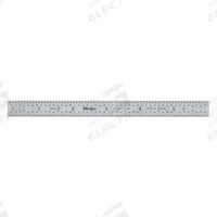 MITUTOYO Flexible Rule: 182-201, 6 in, 0.02 in Thick, 1/64 in, Chrome, Black, Flex, Inside Read, SAE. Key specifications — attr939978: 1/64 in; attr934745: MITUTOYO; attr944504: Inside Read; attr944509: Chrome; attr939993: Decimal; attr986193: Etched.