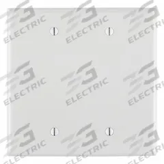 LEVITON Wall Plate: Blank, 2 Gang, White, Midsize Size (MPN PJ23-W). Key specifications — Brand: LEVITON; Material: Nylon.