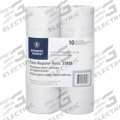 BUSINESS SOURCE Paper Roll: 1 3/4 in Wd, 155 ft Lg, White - Standard Adding Machine & Point-of-Sale Paper Rolls