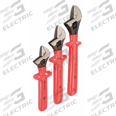 WIHA Adjustable Wrench Set: Alloy Steel, Natural, Insulated Grip - Insulated Adjustable Wrench Sets