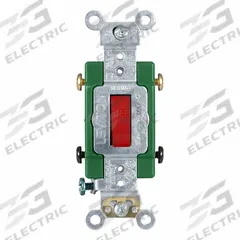 LEVITON Wall Switch: Toggle Switch, Double Pole, Maintained, Red, 120/277V AC, 30 A (MPN 3032-2R). Key specifications — Illuminated: No; Voltage Rating: 120/277V AC.