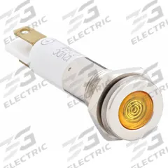 APPROVED VENDOR Flush Panel Light: 5/16 in Panel Mounting Hole Dia, LED, Yellow, Flush Head, H08 (MPN 24M061). Key specifications — Brand: APPROVED VENDOR; Electrical Connection: 0.11 Male Quick Disconnect.