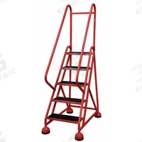 COTTERMAN Rolling Ladder: 3.8 ft Platform Ht, Partially Assembled, Steel, Wt-Actuated Auto-Lock (MPN ST-501 A2 C6 P5). Key specifications — Includes Handrails: Handrails Included; Material: Steel; Brand: COTTERMAN; Color: Red.