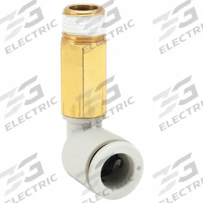 SMC Push-Fit Elbow Fitting: 4 mm OD x 1/4 in Pipe Size, Push-to-Connect x BSPT - Polybutylene & Brass Tube Fittings